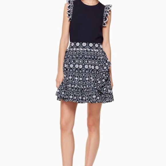 NWT KATE SPADE Shore Thing Eyelet Wrap Skirt SIZE 0 - Picture 3 of 13